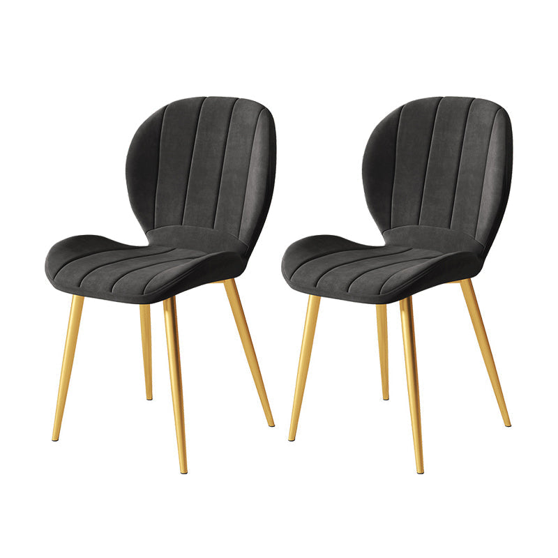 Nordic Metal Dining Side Chair Parsons Dining Armless Chair for Restaurant Matte Black 2 Piece Set Brass Gold Clearhalo ' kitchen&dining_furn' 'Dining Chairs' 'Dining Tables & Seating' 'dining_chair' 'furn' 'furn_dining_chair' 'Furniture' 'furniture_dining_chair' 'Kitchen & Dining Furniture' 'kitchen' 4430103