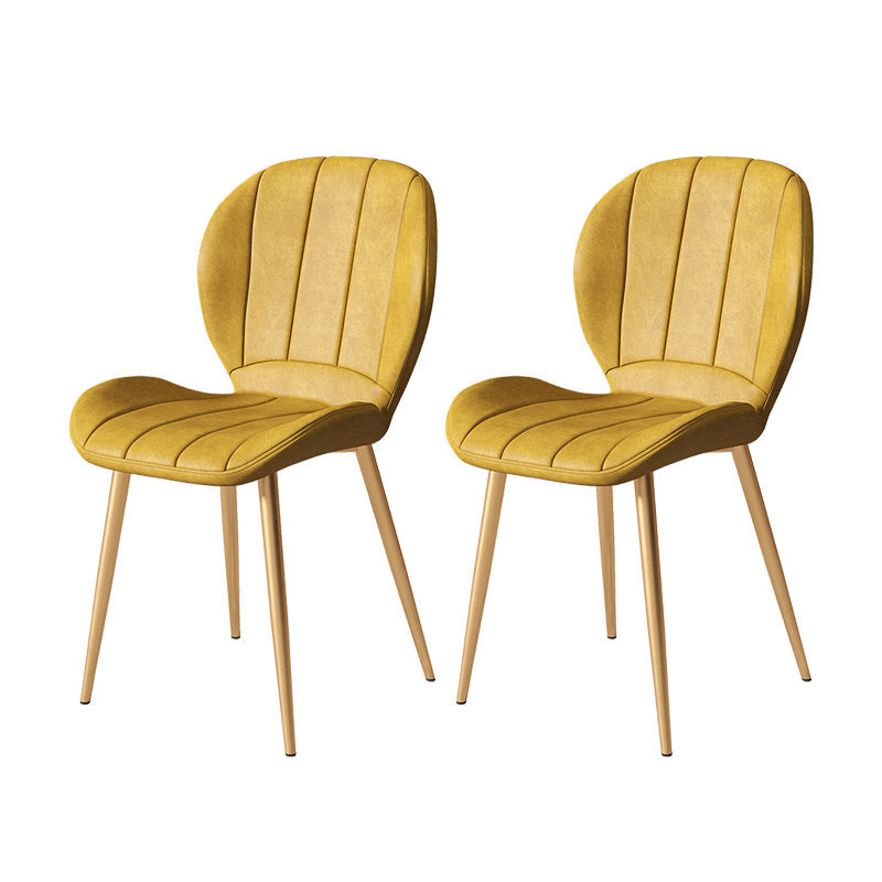 Nordic Metal Dining Side Chair Parsons Dining Armless Chair for Restaurant Yellow 2 Piece Set Brass Gold Clearhalo ' kitchen&dining_furn' 'Dining Chairs' 'Dining Tables & Seating' 'dining_chair' 'furn' 'furn_dining_chair' 'Furniture' 'furniture_dining_chair' 'Kitchen & Dining Furniture' 'kitchen' 4430107