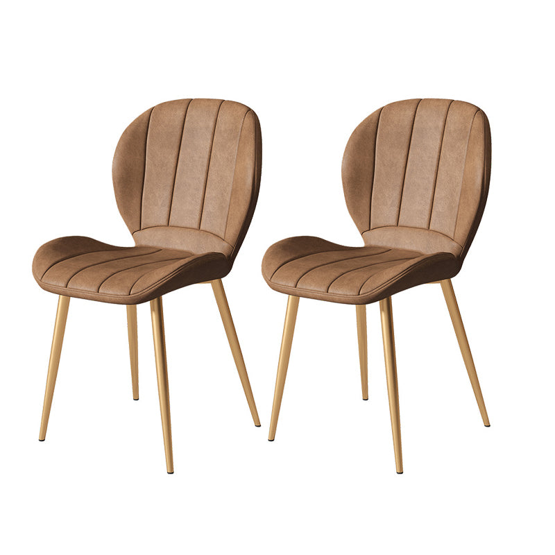 Nordic Metal Dining Side Chair Parsons Dining Armless Chair for Restaurant Brown 2 Piece Set Brass Gold Clearhalo ' kitchen&dining_furn' 'Dining Chairs' 'Dining Tables & Seating' 'dining_chair' 'furn' 'furn_dining_chair' 'Furniture' 'furniture_dining_chair' 'Kitchen & Dining Furniture' 'kitchen' 4430109