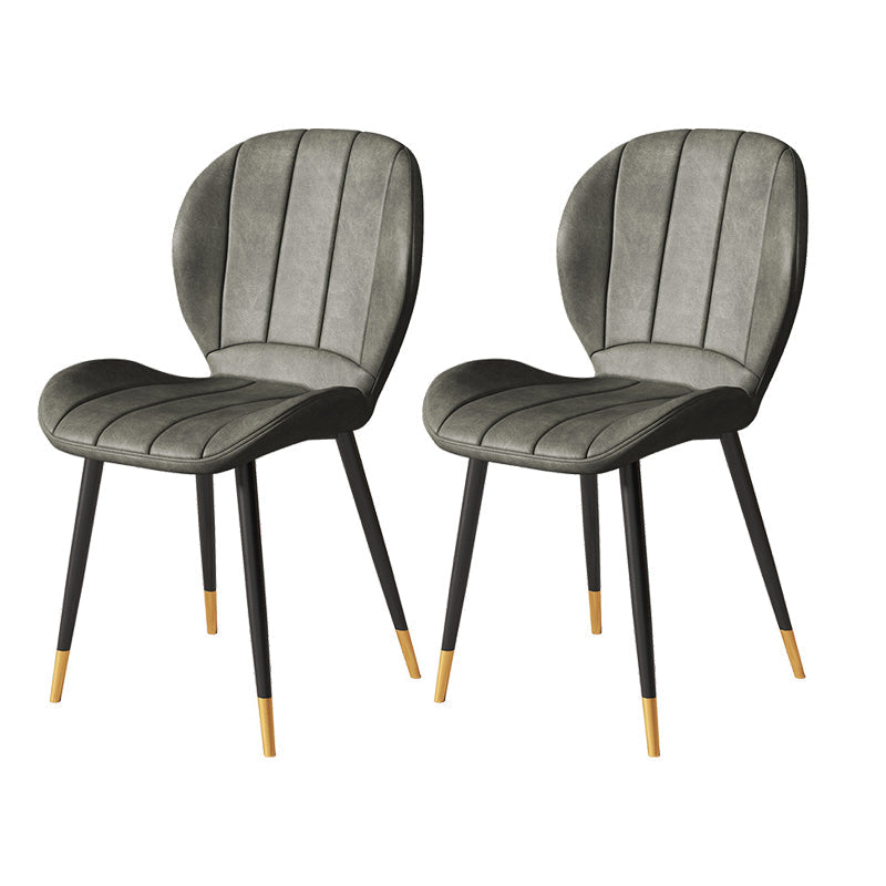 Nordic Metal Dining Side Chair Parsons Dining Armless Chair for Restaurant Grey 2 Piece Set Black Gold Clearhalo ' kitchen&dining_furn' 'Dining Chairs' 'Dining Tables & Seating' 'dining_chair' 'furn' 'furn_dining_chair' 'Furniture' 'furniture_dining_chair' 'Kitchen & Dining Furniture' 'kitchen' 4430113