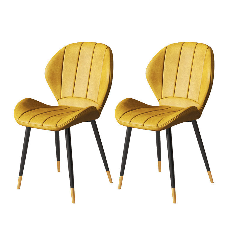 Nordic Metal Dining Side Chair Parsons Dining Armless Chair for Restaurant Yellow 2 Piece Set Black Gold Clearhalo ' kitchen&dining_furn' 'Dining Chairs' 'Dining Tables & Seating' 'dining_chair' 'furn' 'furn_dining_chair' 'Furniture' 'furniture_dining_chair' 'Kitchen & Dining Furniture' 'kitchen' 4430114