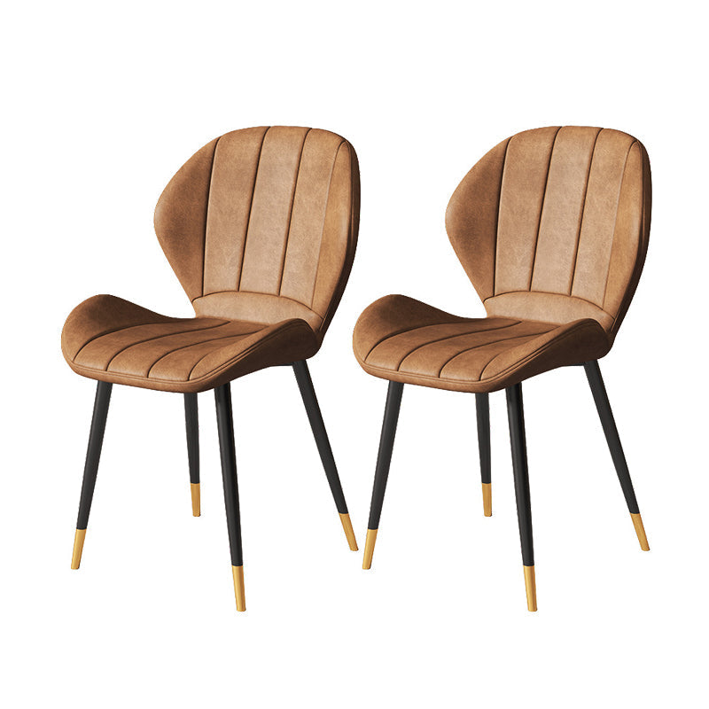 Nordic Metal Dining Side Chair Parsons Dining Armless Chair for Restaurant Brown 2 Piece Set Black Gold Clearhalo ' kitchen&dining_furn' 'Dining Chairs' 'Dining Tables & Seating' 'dining_chair' 'furn' 'furn_dining_chair' 'Furniture' 'furniture_dining_chair' 'Kitchen & Dining Furniture' 'kitchen' 4430115