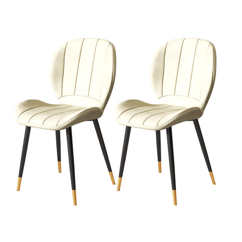 Nordic Metal Dining Side Chair Parsons Dining Armless Chair for Restaurant Off-White 2 Piece Set Black Gold Clearhalo ' kitchen&dining_furn' 'Dining Chairs' 'Dining Tables & Seating' 'dining_chair' 'furn' 'furn_dining_chair' 'Furniture' 'furniture_dining_chair' 'Kitchen & Dining Furniture' 'kitchen' 4430117