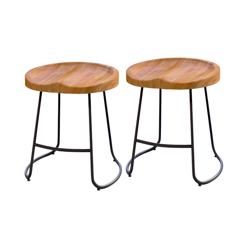 Modern Style Bar Chair Contoured Wooden Seat Sled Legs Barstool for Indoor Black 2 Piece Set Short Stool(18"H) Clearhalo 'Bar Furniture' 'Bar Stools' 'bar_stools' 'furn' 'furn_bar_stools' 'furniture_bar_stools' 'Kitchen & Dining Furniture' 'kitchen&dining_furn' 'kitchen' 'kitchen_furn' Furniture' 4430121