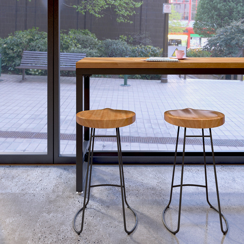 Modern Style Bar Chair Contoured Wooden Seat Sled Legs Barstool for Indoor Clearhalo 'Bar Furniture' 'Bar Stools' 'bar_stools' 'furn' 'furn_bar_stools' 'furniture_bar_stools' 'Kitchen & Dining Furniture' 'kitchen&dining_furn' 'kitchen' 'kitchen_furn' Furniture' 4430123