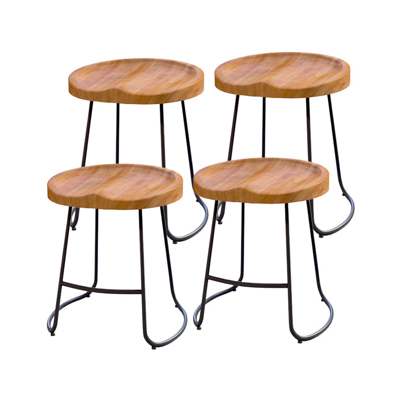 Modern Style Bar Chair Contoured Wooden Seat Sled Legs Barstool for Indoor Black 4 Piece Set Short Stool(18"H) Clearhalo 'Bar Furniture' 'Bar Stools' 'bar_stools' 'furn' 'furn_bar_stools' 'furniture_bar_stools' 'Kitchen & Dining Furniture' 'kitchen&dining_furn' 'kitchen' 'kitchen_furn' Furniture' 4430124
