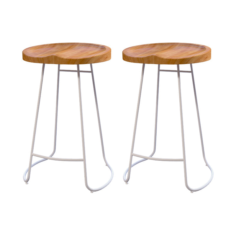 Modern Style Bar Chair Contoured Wooden Seat Sled Legs Barstool for Indoor White 2 Piece Set Counter Stool(26"H) Clearhalo 'Bar Furniture' 'Bar Stools' 'bar_stools' 'furn' 'furn_bar_stools' 'furniture_bar_stools' 'Kitchen & Dining Furniture' 'kitchen&dining_furn' 'kitchen' 'kitchen_furn' Furniture' 4430128