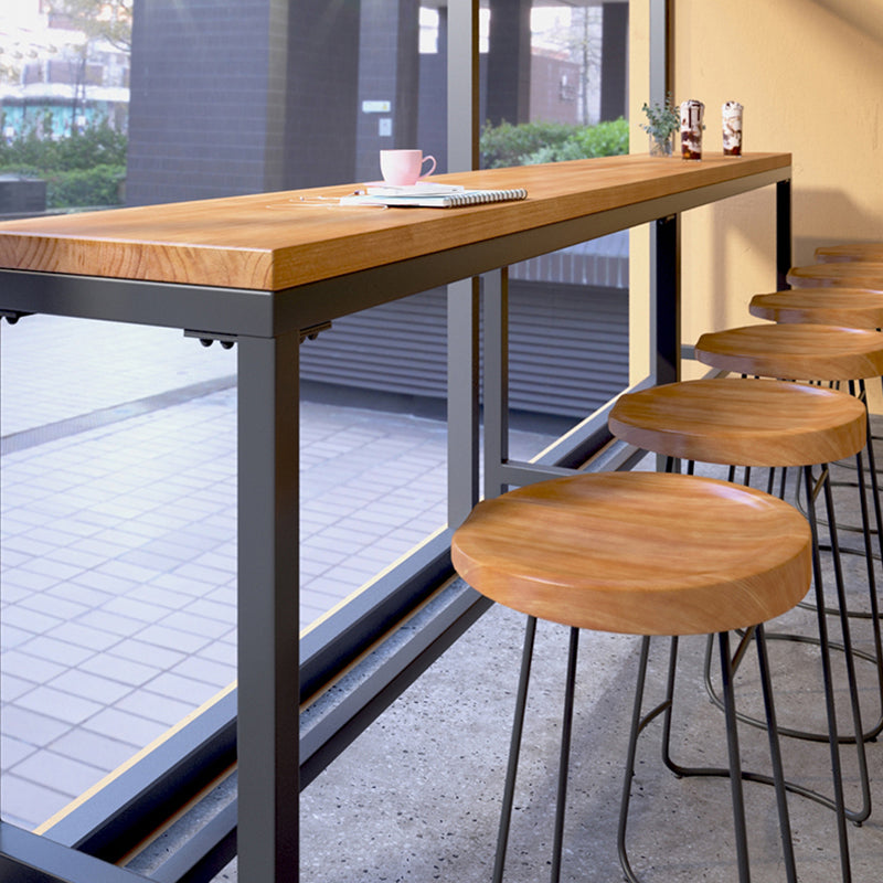 Modern Style Bar Chair Contoured Wooden Seat Sled Legs Barstool for Indoor Clearhalo 'Bar Furniture' 'Bar Stools' 'bar_stools' 'furn' 'furn_bar_stools' 'furniture_bar_stools' 'Kitchen & Dining Furniture' 'kitchen&dining_furn' 'kitchen' 'kitchen_furn' Furniture' 4430129