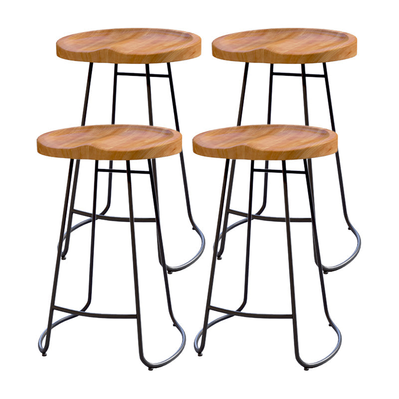Modern Style Bar Chair Contoured Wooden Seat Sled Legs Barstool for Indoor Black 4 Piece Set Counter Stool(26"H) Clearhalo 'Bar Furniture' 'Bar Stools' 'bar_stools' 'furn' 'furn_bar_stools' 'furniture_bar_stools' 'Kitchen & Dining Furniture' 'kitchen&dining_furn' 'kitchen' 'kitchen_furn' Furniture' 4430136