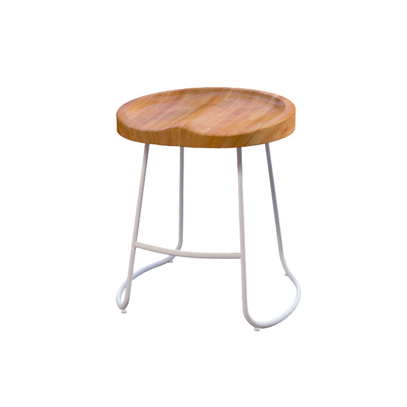 Modern Style Bar Chair Contoured Wooden Seat Sled Legs Barstool for Indoor White 1 Piece Short Stool(18"H) Clearhalo 'Bar Furniture' 'Bar Stools' 'bar_stools' 'furn' 'furn_bar_stools' 'furniture_bar_stools' 'Kitchen & Dining Furniture' 'kitchen&dining_furn' 'kitchen' 'kitchen_furn' Furniture' 4430140