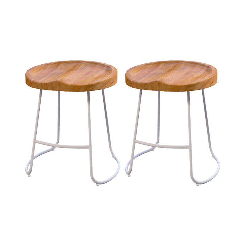 Modern Style Bar Chair Contoured Wooden Seat Sled Legs Barstool for Indoor White 2 Piece Set Short Stool(18"H) Clearhalo 'Bar Furniture' 'Bar Stools' 'bar_stools' 'furn' 'furn_bar_stools' 'furniture_bar_stools' 'Kitchen & Dining Furniture' 'kitchen&dining_furn' 'kitchen' 'kitchen_furn' Furniture' 4430141