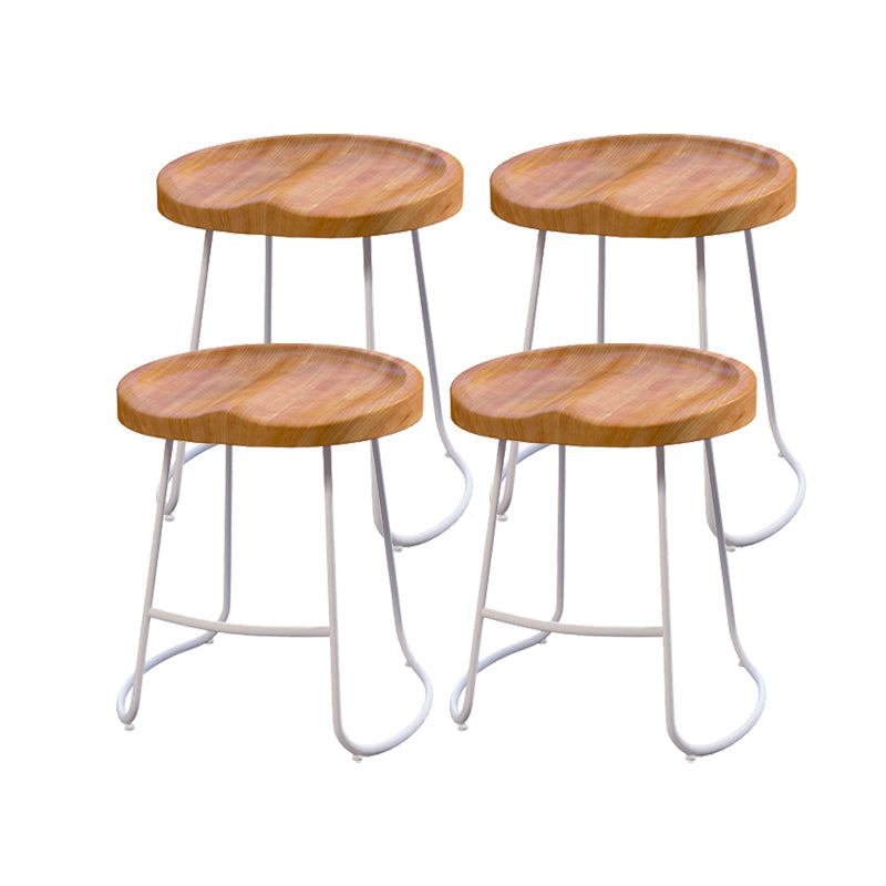 Modern Style Bar Chair Contoured Wooden Seat Sled Legs Barstool for Indoor White 4 Piece Set Short Stool(18"H) Clearhalo 'Bar Furniture' 'Bar Stools' 'bar_stools' 'furn' 'furn_bar_stools' 'furniture_bar_stools' 'Kitchen & Dining Furniture' 'kitchen&dining_furn' 'kitchen' 'kitchen_furn' Furniture' 4430142