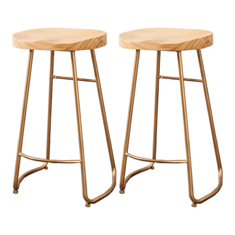 Modern Style Bar-stool Wooden Seat Sled Legs Barstools with Footrest Rose Gold 2 Piece Set Clearhalo 'Bar Furniture' 'Bar Stools' 'bar_stools' 'furn' 'furn_bar_stools' 'furniture_bar_stools' 'Kitchen & Dining Furniture' 'kitchen&dining_furn' 'kitchen' 'kitchen_furn' Furniture' 4430215