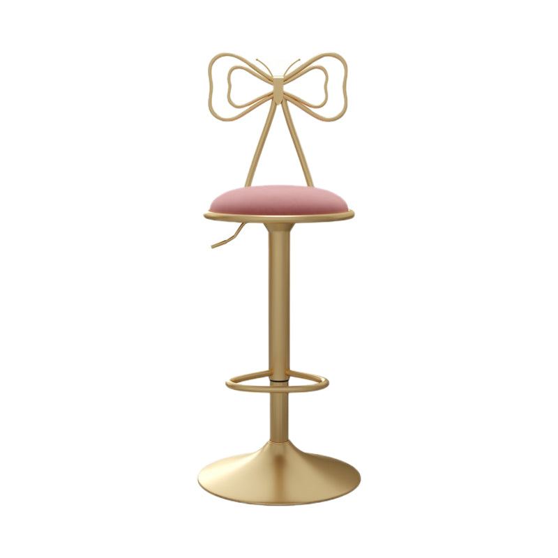 Glam Style Bar-stool with Adjustable Height Swivel Footrest Barstools for Counter Bar Pink 1 Piece Clearhalo 'Bar Furniture' 'Bar Stools' 'bar_stools' 'furn' 'furn_bar_stools' 'furniture_bar_stools' 'Kitchen & Dining Furniture' 'kitchen&dining_furn' 'kitchen' 'kitchen_furn' Furniture' 4430225