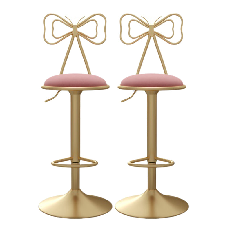 Glam Style Bar-stool with Adjustable Height Swivel Footrest Barstools for Counter Bar Pink 2 Piece Set Clearhalo 'Bar Furniture' 'Bar Stools' 'bar_stools' 'furn' 'furn_bar_stools' 'furniture_bar_stools' 'Kitchen & Dining Furniture' 'kitchen&dining_furn' 'kitchen' 'kitchen_furn' Furniture' 4430227