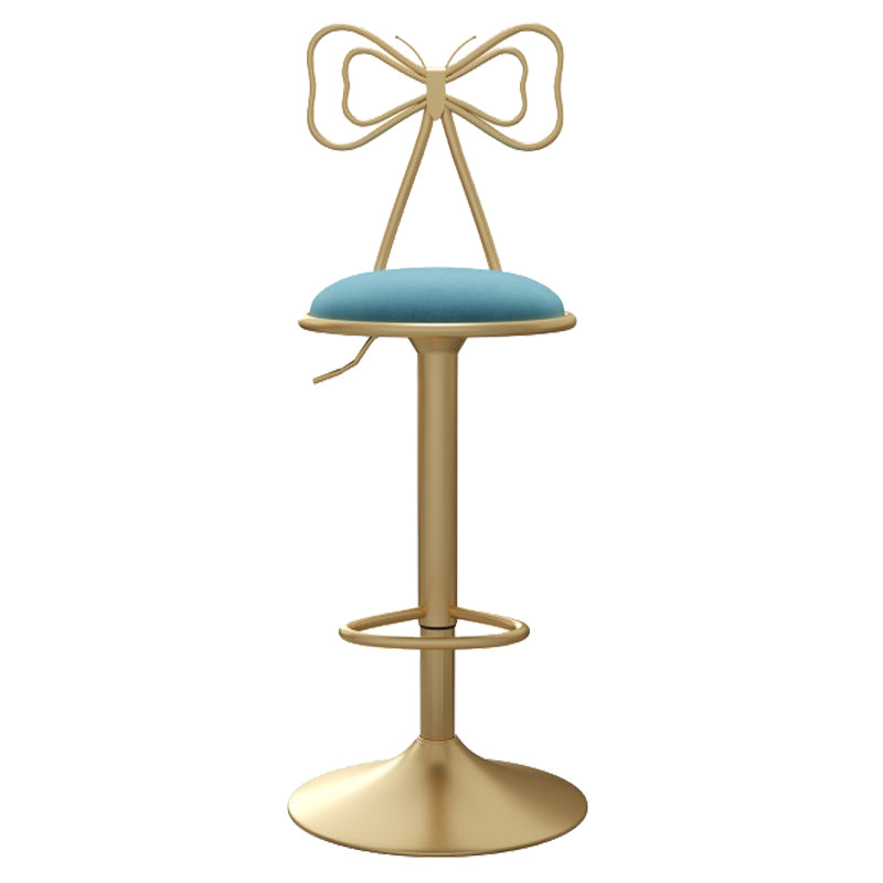 Glam Style Bar-stool with Adjustable Height Swivel Footrest Barstools for Counter Bar Sky Blue 1 Piece Clearhalo 'Bar Furniture' 'Bar Stools' 'bar_stools' 'furn' 'furn_bar_stools' 'furniture_bar_stools' 'Kitchen & Dining Furniture' 'kitchen&dining_furn' 'kitchen' 'kitchen_furn' Furniture' 4430231