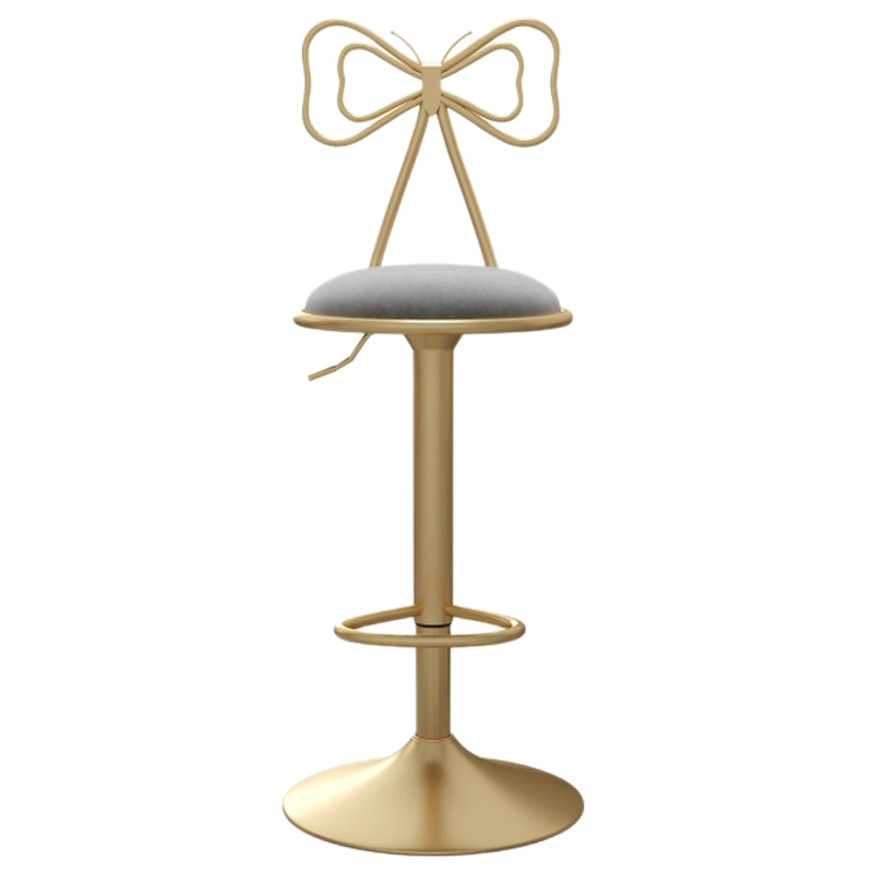 Glam Style Bar-stool with Adjustable Height Swivel Footrest Barstools for Counter Bar Grey 1 Piece Clearhalo 'Bar Furniture' 'Bar Stools' 'bar_stools' 'furn' 'furn_bar_stools' 'furniture_bar_stools' 'Kitchen & Dining Furniture' 'kitchen&dining_furn' 'kitchen' 'kitchen_furn' Furniture' 4430240