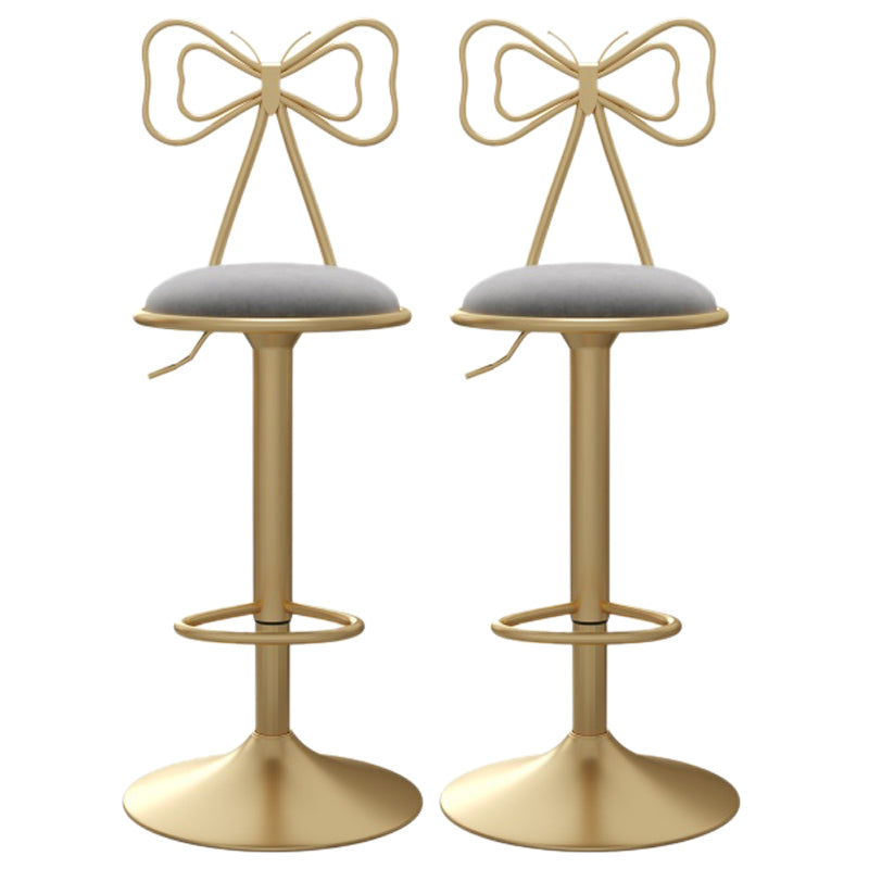 Glam Style Bar-stool with Adjustable Height Swivel Footrest Barstools for Counter Bar Grey 2 Piece Set Clearhalo 'Bar Furniture' 'Bar Stools' 'bar_stools' 'furn' 'furn_bar_stools' 'furniture_bar_stools' 'Kitchen & Dining Furniture' 'kitchen&dining_furn' 'kitchen' 'kitchen_furn' Furniture' 4430241