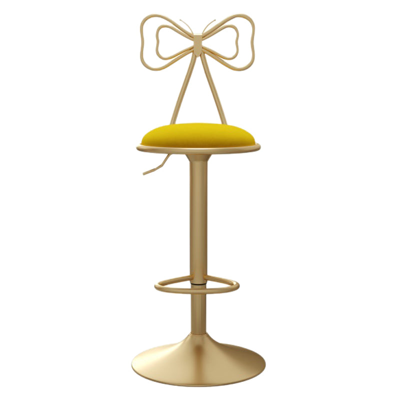 Glam Style Bar-stool with Adjustable Height Swivel Footrest Barstools for Counter Bar Yellow 1 Piece Clearhalo 'Bar Furniture' 'Bar Stools' 'bar_stools' 'furn' 'furn_bar_stools' 'furniture_bar_stools' 'Kitchen & Dining Furniture' 'kitchen&dining_furn' 'kitchen' 'kitchen_furn' Furniture' 4430243