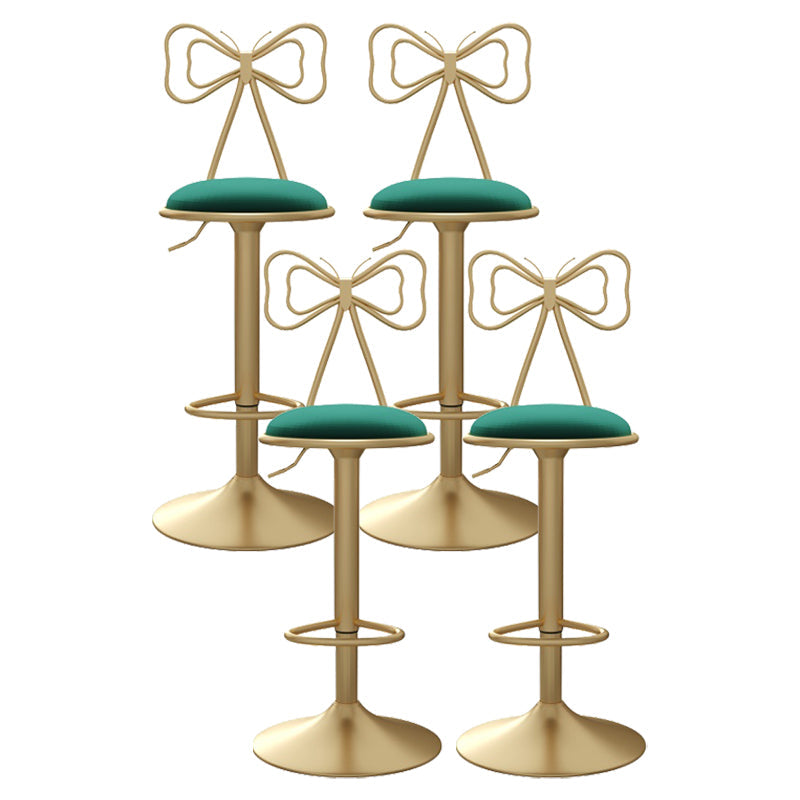 Glam Style Bar-stool with Adjustable Height Swivel Footrest Barstools for Counter Bar Green 4 Piece Set Clearhalo 'Bar Furniture' 'Bar Stools' 'bar_stools' 'furn' 'furn_bar_stools' 'furniture_bar_stools' 'Kitchen & Dining Furniture' 'kitchen&dining_furn' 'kitchen' 'kitchen_furn' Furniture' 4430248