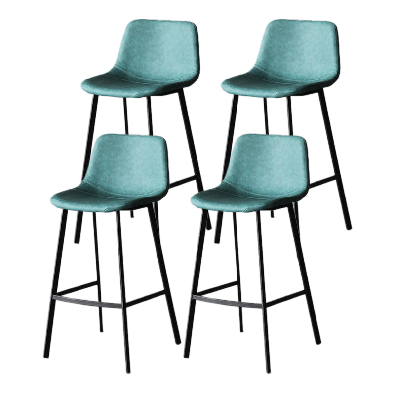 Modern Style Bar-stool Bucket Leather Seat Barstool with Footrest and Iron Legs Green Black 4 Piece Set Clearhalo 'Bar Furniture' 'Bar Stools' 'bar_stools' 'furn' 'furn_bar_stools' 'furniture_bar_stools' 'Kitchen & Dining Furniture' 'kitchen&dining_furn' 'kitchen' 'kitchen_furn' Furniture' 4430255