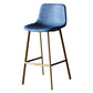 Modern Style Bar-stool Bucket Leather Seat Barstool with Footrest and Iron Legs Blue Gold 1 Piece Clearhalo 'Bar Furniture' 'Bar Stools' 'bar_stools' 'furn' 'furn_bar_stools' 'furniture_bar_stools' 'Kitchen & Dining Furniture' 'kitchen&dining_furn' 'kitchen' 'kitchen_furn' Furniture' 4430256