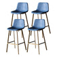 Modern Style Bar-stool Bucket Leather Seat Barstool with Footrest and Iron Legs Blue Gold 4 Piece Set Clearhalo 'Bar Furniture' 'Bar Stools' 'bar_stools' 'furn' 'furn_bar_stools' 'furniture_bar_stools' 'Kitchen & Dining Furniture' 'kitchen&dining_furn' 'kitchen' 'kitchen_furn' Furniture' 4430261