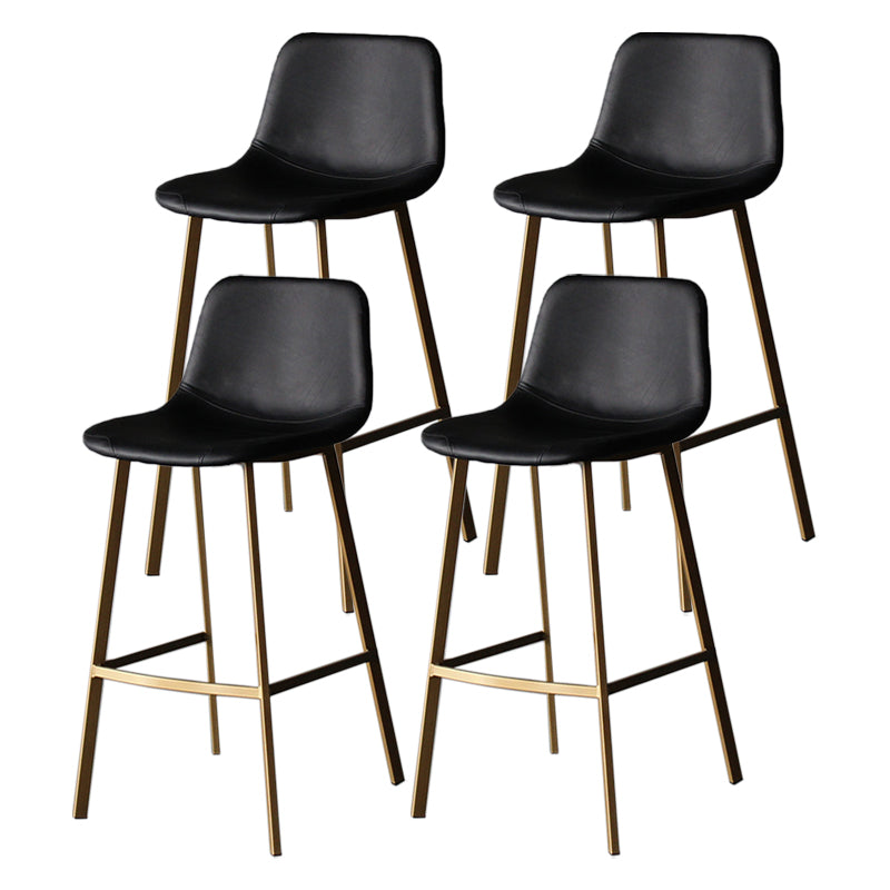 Modern Style Bar-stool Bucket Leather Seat Barstool with Footrest and Iron Legs Black Gold 4 Piece Set Clearhalo 'Bar Furniture' 'Bar Stools' 'bar_stools' 'furn' 'furn_bar_stools' 'furniture_bar_stools' 'Kitchen & Dining Furniture' 'kitchen&dining_furn' 'kitchen' 'kitchen_furn' Furniture' 4430278