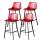 Modern Style Bar-stool Bucket Leather Seat Barstool with Footrest and Iron Legs Red Black 4 Piece Set Clearhalo 'Bar Furniture' 'Bar Stools' 'bar_stools' 'furn' 'furn_bar_stools' 'furniture_bar_stools' 'Kitchen & Dining Furniture' 'kitchen&dining_furn' 'kitchen' 'kitchen_furn' Furniture' 4430284