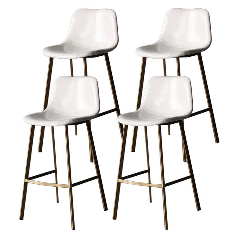 Modern Style Bar-stool Bucket Leather Seat Barstool with Footrest and Iron Legs White Gold 4 Piece Set Clearhalo 'Bar Furniture' 'Bar Stools' 'bar_stools' 'furn' 'furn_bar_stools' 'furniture_bar_stools' 'Kitchen & Dining Furniture' 'kitchen&dining_furn' 'kitchen' 'kitchen_furn' Furniture' 4430287