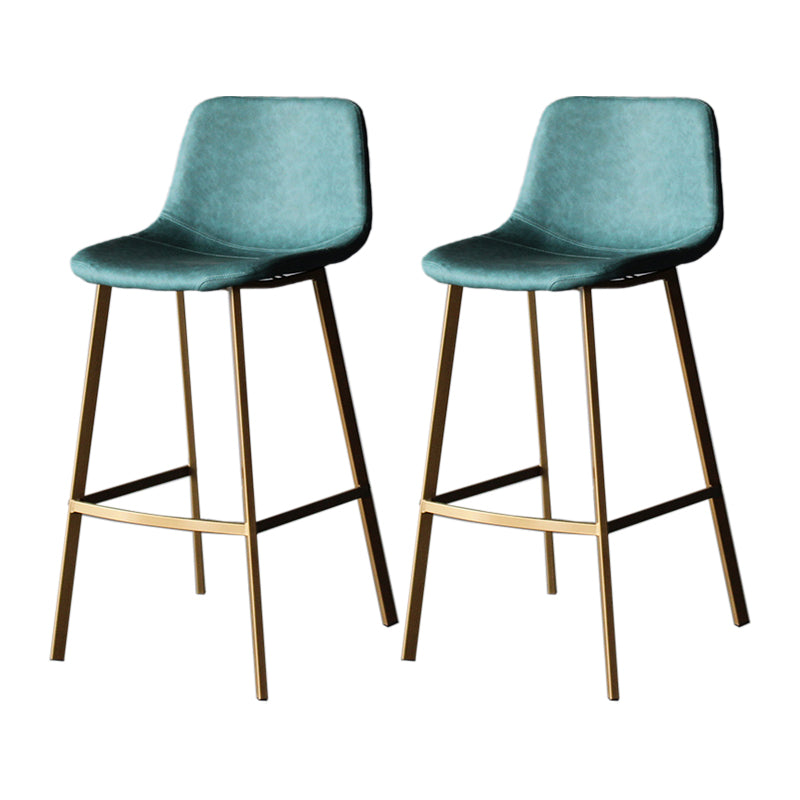 Modern Style Bar-stool Bucket Leather Seat Barstool with Footrest and Iron Legs Green Gold 2 Piece Set Clearhalo 'Bar Furniture' 'Bar Stools' 'bar_stools' 'furn' 'furn_bar_stools' 'furniture_bar_stools' 'Kitchen & Dining Furniture' 'kitchen&dining_furn' 'kitchen' 'kitchen_furn' Furniture' 4430295