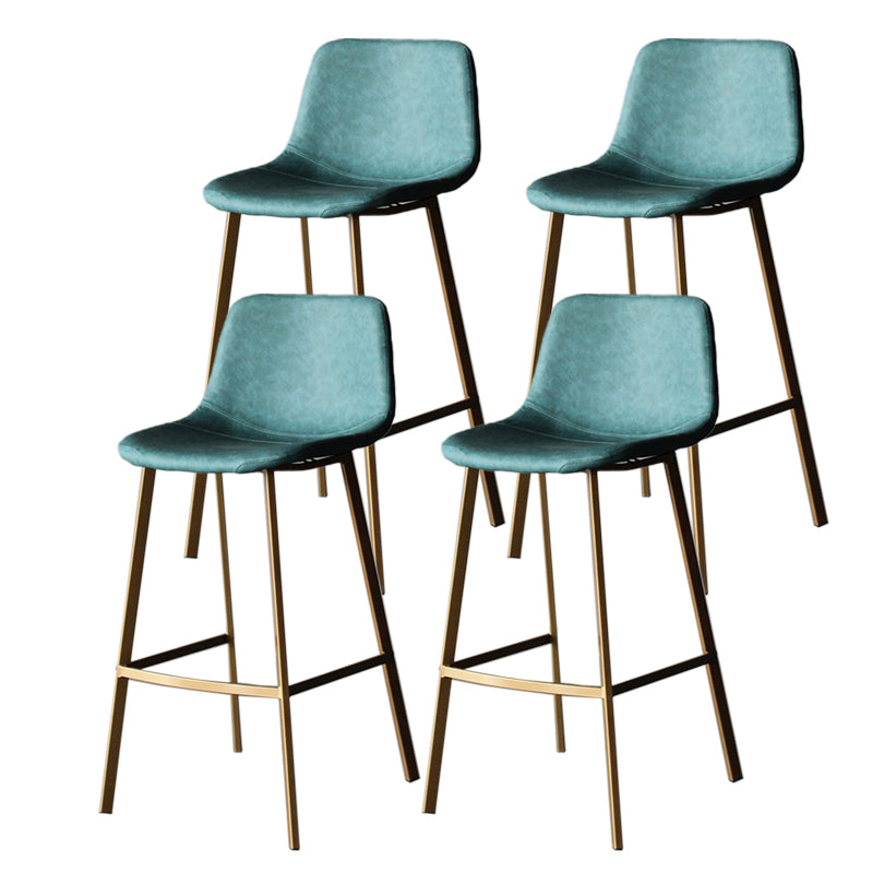Modern Style Bar-stool Bucket Leather Seat Barstool with Footrest and Iron Legs Green Gold 4 Piece Set Clearhalo 'Bar Furniture' 'Bar Stools' 'bar_stools' 'furn' 'furn_bar_stools' 'furniture_bar_stools' 'Kitchen & Dining Furniture' 'kitchen&dining_furn' 'kitchen' 'kitchen_furn' Furniture' 4430296