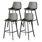 Modern Style Bar-stool Bucket Leather Seat Barstool with Footrest and Iron Legs Grey Black 4 Piece Set Clearhalo 'Bar Furniture' 'Bar Stools' 'bar_stools' 'furn' 'furn_bar_stools' 'furniture_bar_stools' 'Kitchen & Dining Furniture' 'kitchen&dining_furn' 'kitchen' 'kitchen_furn' Furniture' 4430299