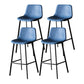 Modern Style Bar-stool Bucket Leather Seat Barstool with Footrest and Iron Legs Blue Black 4 Piece Set Clearhalo 'Bar Furniture' 'Bar Stools' 'bar_stools' 'furn' 'furn_bar_stools' 'furniture_bar_stools' 'Kitchen & Dining Furniture' 'kitchen&dining_furn' 'kitchen' 'kitchen_furn' Furniture' 4430305