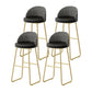Modern Style Bar-stool Sled Iron Legs Round Leather Seat with Footrest for Kitchen Bar Black 4 Piece Set Clearhalo 'Bar Furniture' 'Bar Stools' 'bar_stools' 'furn' 'furn_bar_stools' 'furniture_bar_stools' 'Kitchen & Dining Furniture' 'kitchen&dining_furn' 'kitchen' 'kitchen_furn' Furniture' 4430312
