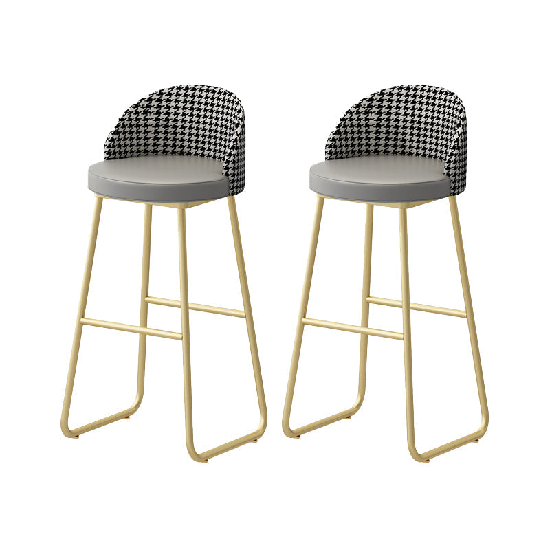 Modern Style Bar-stool Sled Iron Legs Round Leather Seat with Footrest for Kitchen Bar Grey 2 Piece Set Clearhalo 'Bar Furniture' 'Bar Stools' 'bar_stools' 'furn' 'furn_bar_stools' 'furniture_bar_stools' 'Kitchen & Dining Furniture' 'kitchen&dining_furn' 'kitchen' 'kitchen_furn' Furniture' 4430316