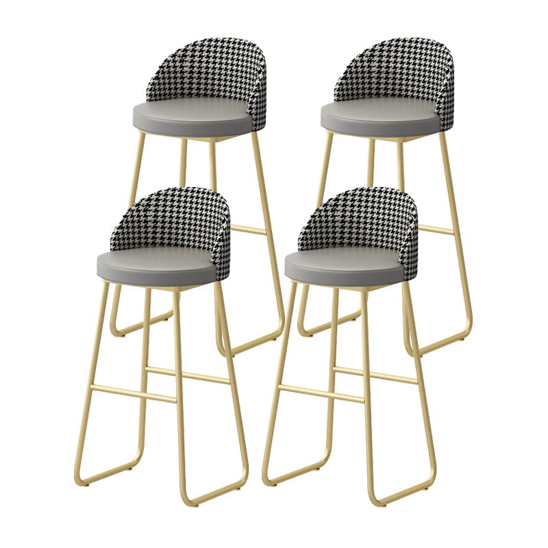 Modern Style Bar-stool Sled Iron Legs Round Leather Seat with Footrest for Kitchen Bar Grey 4 Piece Set Clearhalo 'Bar Furniture' 'Bar Stools' 'bar_stools' 'furn' 'furn_bar_stools' 'furniture_bar_stools' 'Kitchen & Dining Furniture' 'kitchen&dining_furn' 'kitchen' 'kitchen_furn' Furniture' 4430317