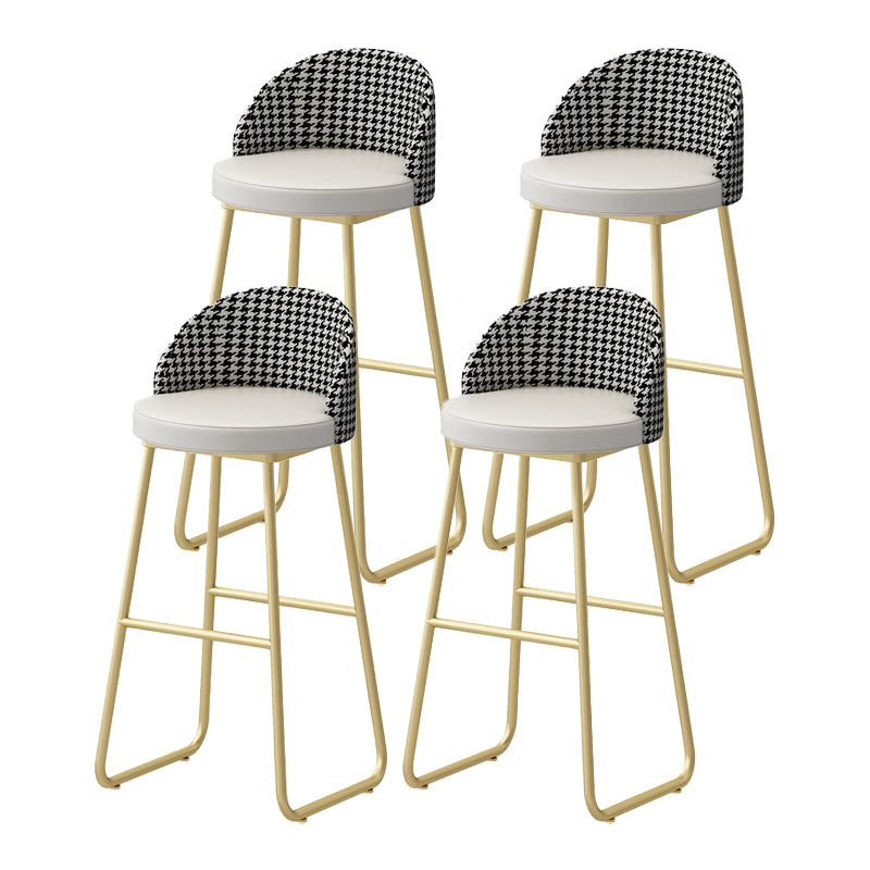 Modern Style Bar-stool Sled Iron Legs Round Leather Seat with Footrest for Kitchen Bar White 4 Piece Set Clearhalo 'Bar Furniture' 'Bar Stools' 'bar_stools' 'furn' 'furn_bar_stools' 'furniture_bar_stools' 'Kitchen & Dining Furniture' 'kitchen&dining_furn' 'kitchen' 'kitchen_furn' Furniture' 4430323