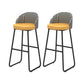 Modern Style Bar-stool Sled Iron Legs Round Leather Seat with Footrest for Kitchen Bar Yellow 2 Piece Set Clearhalo 'Bar Furniture' 'Bar Stools' 'bar_stools' 'furn' 'furn_bar_stools' 'furniture_bar_stools' 'Kitchen & Dining Furniture' 'kitchen&dining_furn' 'kitchen' 'kitchen_furn' Furniture' 4430325