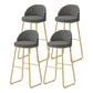 Modern Style Bar-stool Sled Iron Legs Round Leather Seat with Footrest for Kitchen Bar Black White 4 Piece Set Clearhalo 'Bar Furniture' 'Bar Stools' 'bar_stools' 'furn' 'furn_bar_stools' 'furniture_bar_stools' 'Kitchen & Dining Furniture' 'kitchen&dining_furn' 'kitchen' 'kitchen_furn' Furniture' 4430328