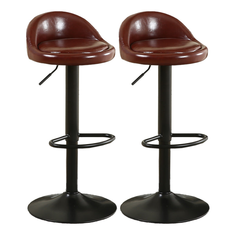 Modern Style Bar-stool with Footrest Round Seat Adjustable Height Barstool Red Brown 2 Piece Set Clearhalo 'Bar Furniture' 'Bar Stools' 'bar_stools' 'furn' 'furn_bar_stools' 'furniture_bar_stools' 'Kitchen & Dining Furniture' 'kitchen&dining_furn' 'kitchen' 'kitchen_furn' Furniture' 4430350