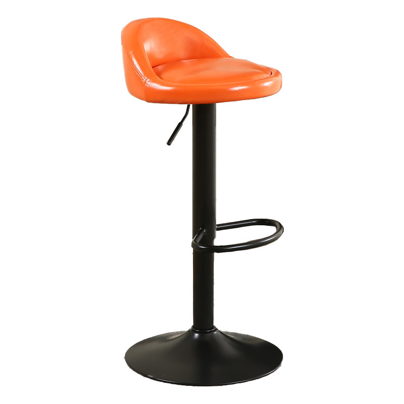 Modern Style Bar-stool with Footrest Round Seat Adjustable Height Barstool Orange Yellow 1 Piece Clearhalo 'Bar Furniture' 'Bar Stools' 'bar_stools' 'furn' 'furn_bar_stools' 'furniture_bar_stools' 'Kitchen & Dining Furniture' 'kitchen&dining_furn' 'kitchen' 'kitchen_furn' Furniture' 4430352