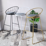 Modern Style Bar-stool Iron Sled Legs Barstool with Footrest and Cushion Clearhalo 'Bar Furniture' 'Bar Stools' 'bar_stools' 'furn' 'furn_bar_stools' 'furniture_bar_stools' 'Kitchen & Dining Furniture' 'kitchen&dining_furn' 'kitchen' 'kitchen_furn' Furniture' 4430422