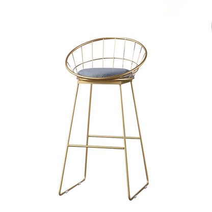Modern Style Bar-stool Iron Sled Legs Barstool with Footrest and Cushion Gold 1 Piece Clearhalo 'Bar Furniture' 'Bar Stools' 'bar_stools' 'furn' 'furn_bar_stools' 'furniture_bar_stools' 'Kitchen & Dining Furniture' 'kitchen&dining_furn' 'kitchen' 'kitchen_furn' Furniture' 4430423
