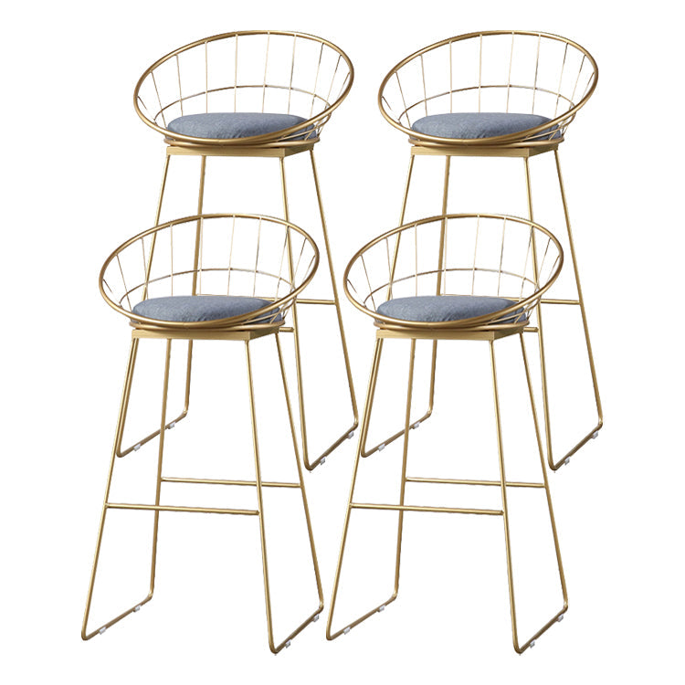Modern Style Bar-stool Iron Sled Legs Barstool with Footrest and Cushion Gold 4 Piece Set Clearhalo 'Bar Furniture' 'Bar Stools' 'bar_stools' 'furn' 'furn_bar_stools' 'furniture_bar_stools' 'Kitchen & Dining Furniture' 'kitchen&dining_furn' 'kitchen' 'kitchen_furn' Furniture' 4430427