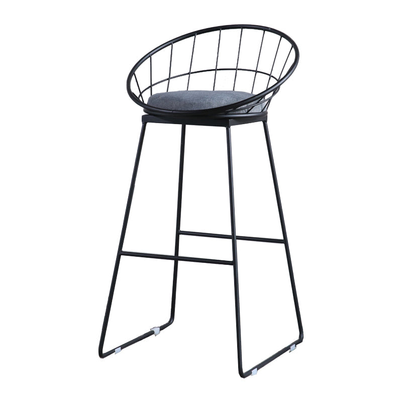 Modern Style Bar-stool Iron Sled Legs Barstool with Footrest and Cushion Black 1 Piece Clearhalo 'Bar Furniture' 'Bar Stools' 'bar_stools' 'furn' 'furn_bar_stools' 'furniture_bar_stools' 'Kitchen & Dining Furniture' 'kitchen&dining_furn' 'kitchen' 'kitchen_furn' Furniture' 4430428