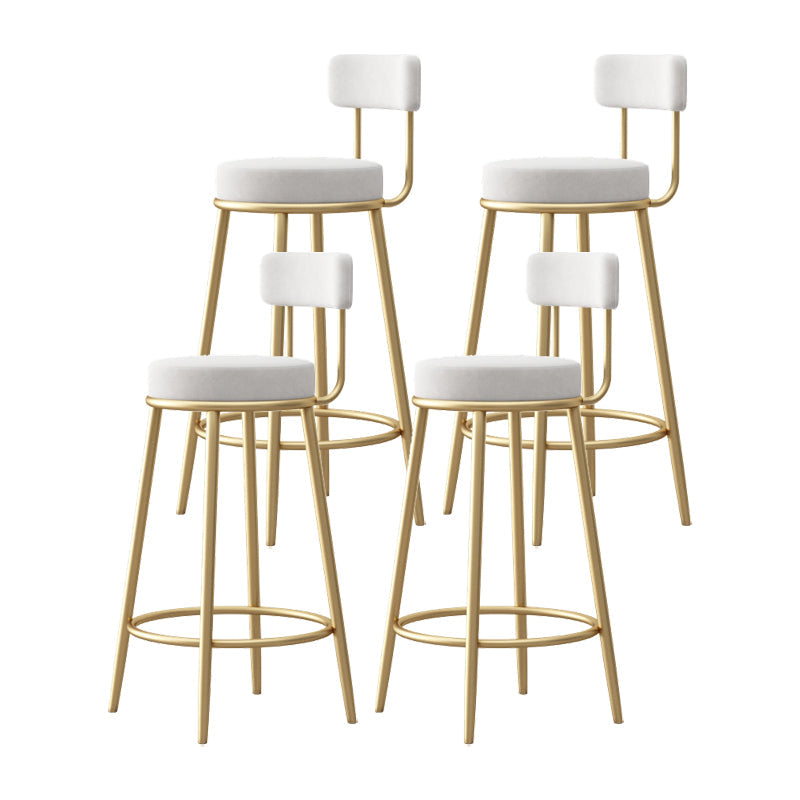 Glam Style Bar-stool Round Seat with Low Back Iron Legs for Kitchen Bar White 4 Piece Set Clearhalo 'Bar Furniture' 'Bar Stools' 'bar_stools' 'furn' 'furn_bar_stools' 'furniture_bar_stools' 'Kitchen & Dining Furniture' 'kitchen&dining_furn' 'kitchen' 'kitchen_furn' Furniture' 4430448