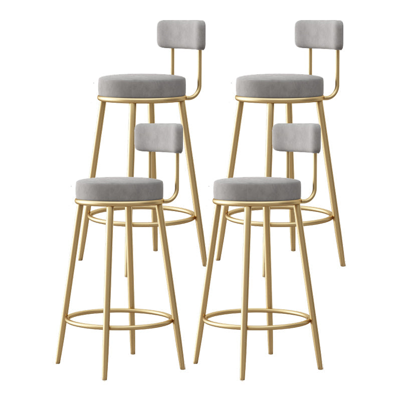 Glam Style Bar-stool Round Seat with Low Back Iron Legs for Kitchen Bar Grey 4 Piece Set Clearhalo 'Bar Furniture' 'Bar Stools' 'bar_stools' 'furn' 'furn_bar_stools' 'furniture_bar_stools' 'Kitchen & Dining Furniture' 'kitchen&dining_furn' 'kitchen' 'kitchen_furn' Furniture' 4430453