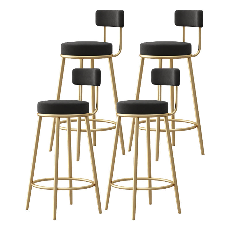 Glam Style Bar-stool Round Seat with Low Back Iron Legs for Kitchen Bar Black 4 Piece Set Clearhalo 'Bar Furniture' 'Bar Stools' 'bar_stools' 'furn' 'furn_bar_stools' 'furniture_bar_stools' 'Kitchen & Dining Furniture' 'kitchen&dining_furn' 'kitchen' 'kitchen_furn' Furniture' 4430459