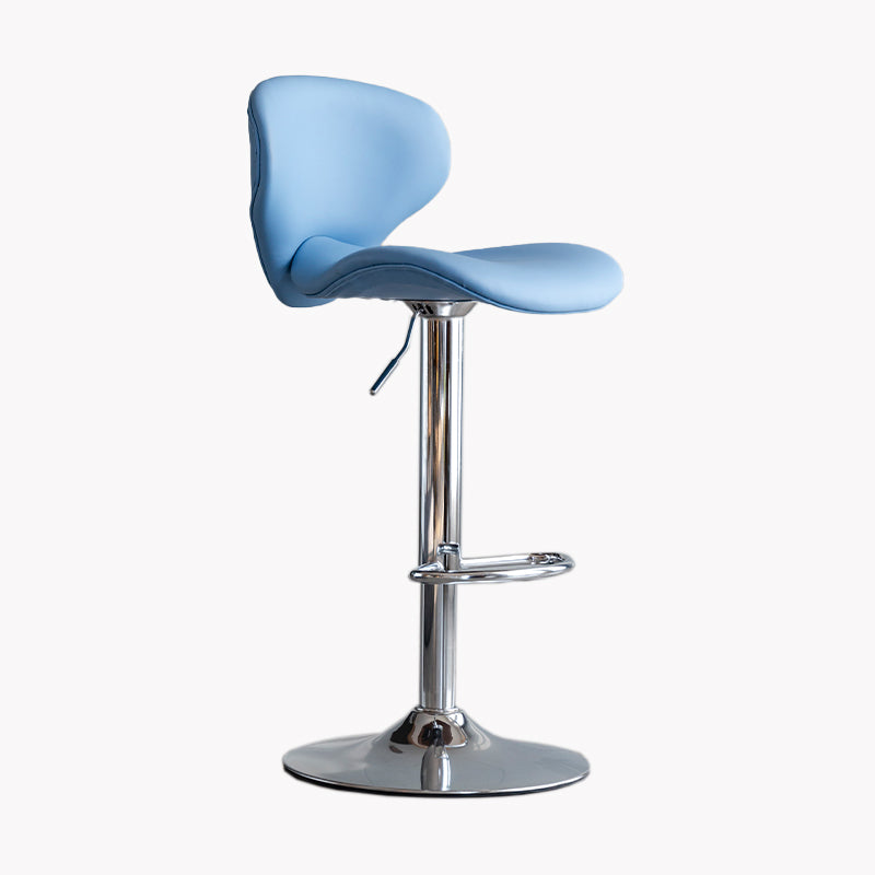 Modern Style Bar Chair with Adjustable Height Swivel for Restaurant Bar Blue Silver 1 Piece Clearhalo 'Bar Furniture' 'Bar Stools' 'bar_stools' 'furn' 'furn_bar_stools' 'furniture_bar_stools' 'Kitchen & Dining Furniture' 'kitchen&dining_furn' 'kitchen' 'kitchen_furn' Furniture' 4430477